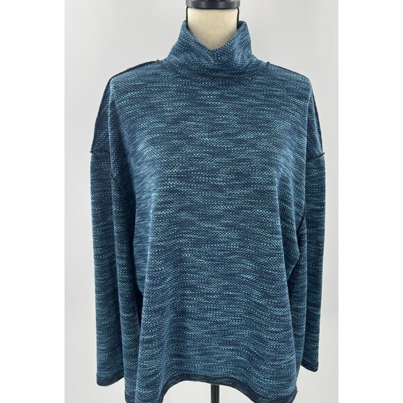 We the Free People Navy Blue Mock Cowl Neck Pullover Top Sweater Sweatshirt L - Picture 3 of 12